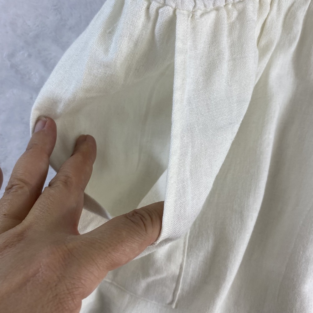 2/$30 Old Navy Midi Sun Dress Sz XL White Button Front Linen Blend Resort Beachy - Picture 7 of 11